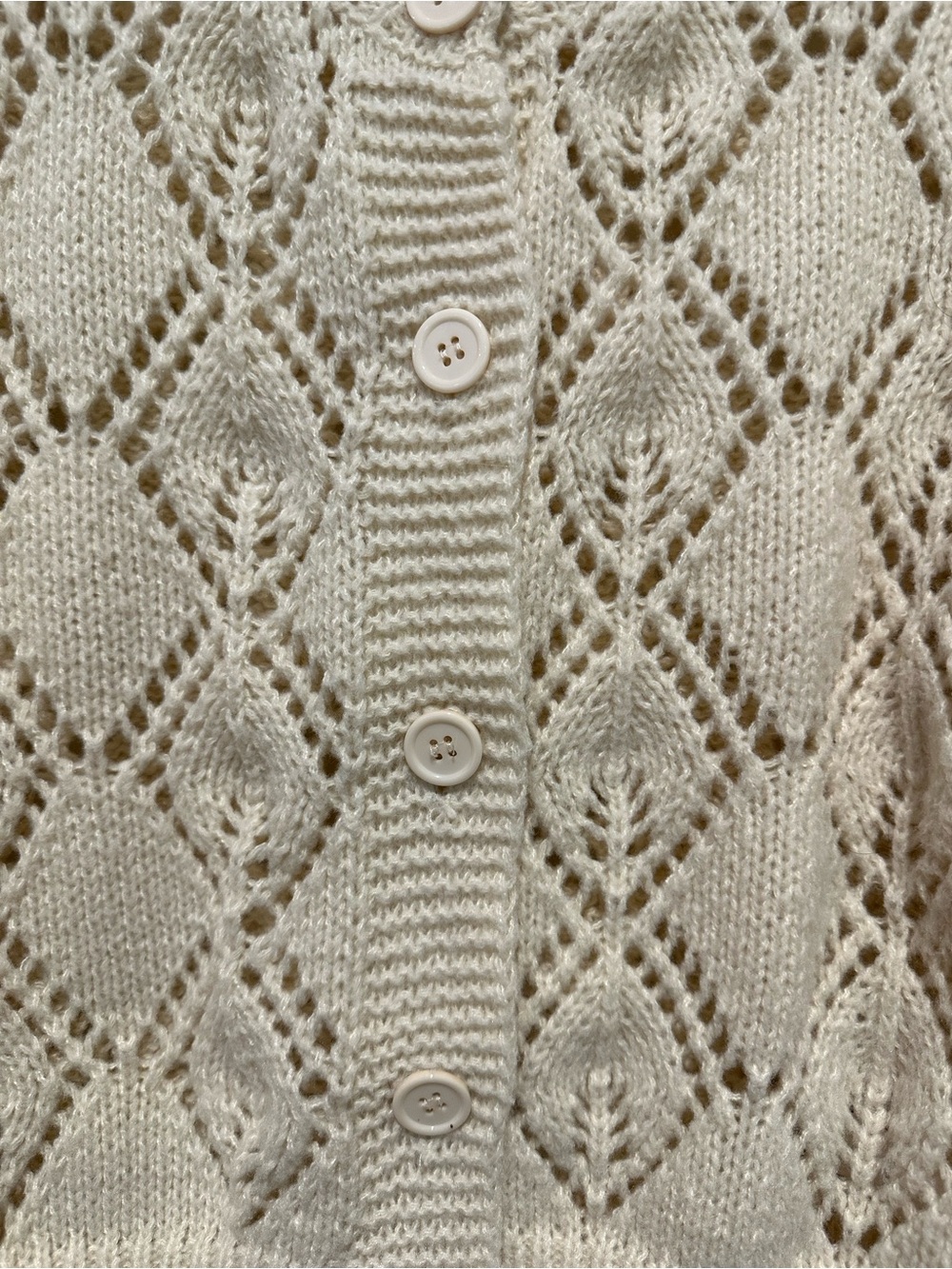 ASTR Anthropologie Cream Openwork Knit Button-Front Cardigan - Picture 7 of 10